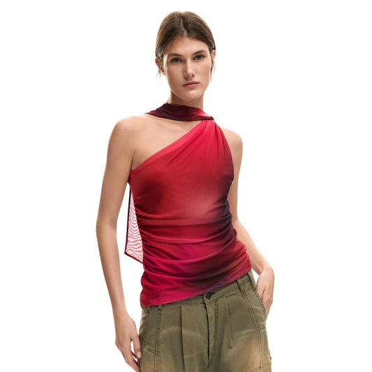 2453080 Desigual Top Donna Rosso Monospalla