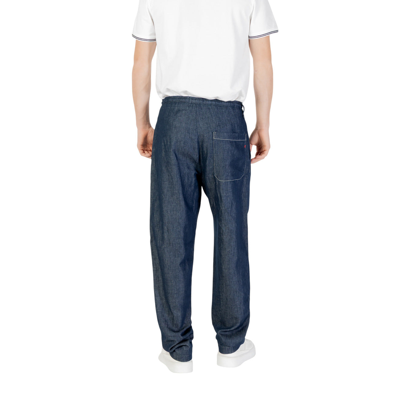 2422275 Replay Pantaloni Blu Cotone Lino Uomo