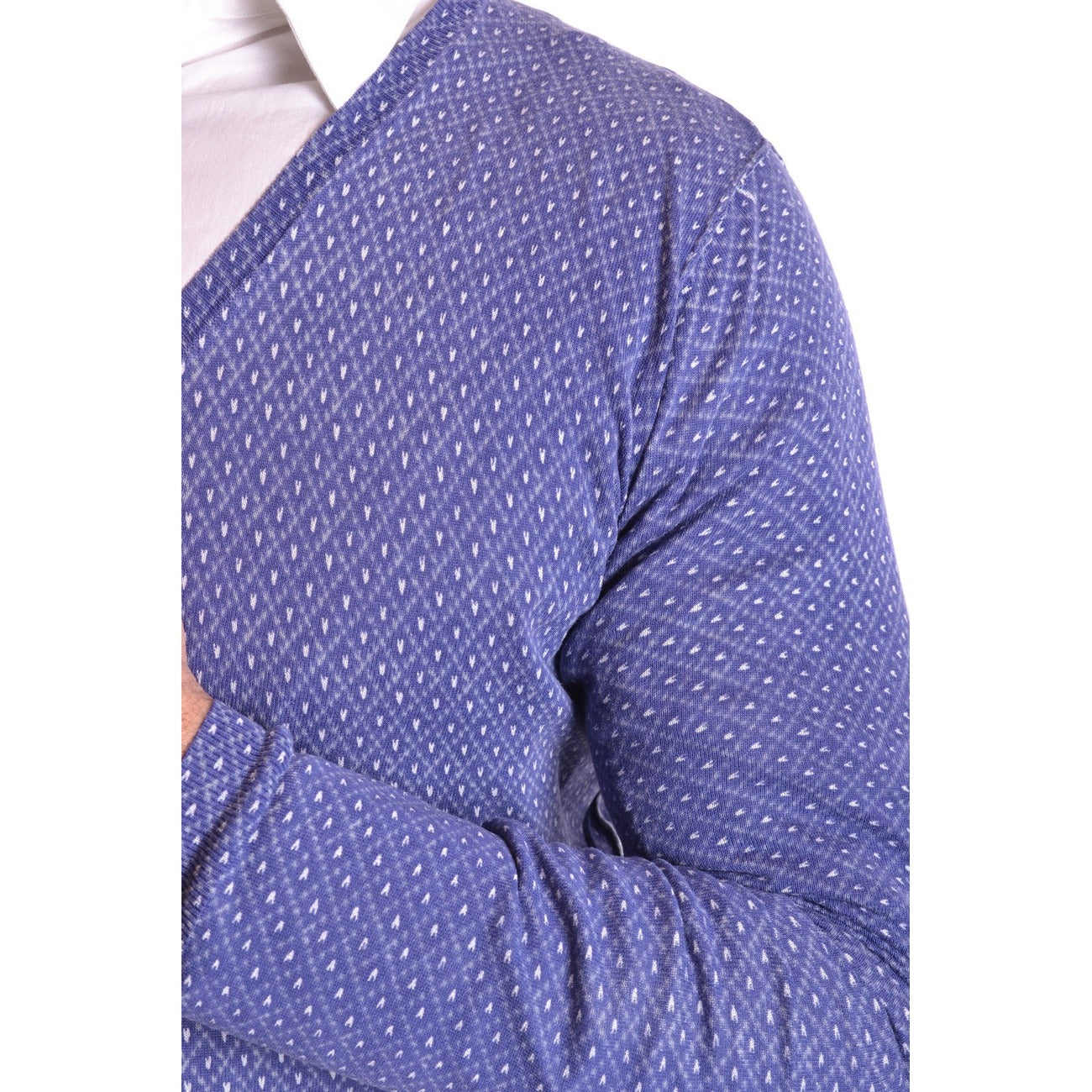 2430947 Paolo Pecora Maglia Blu Seta Geometrica Uomo