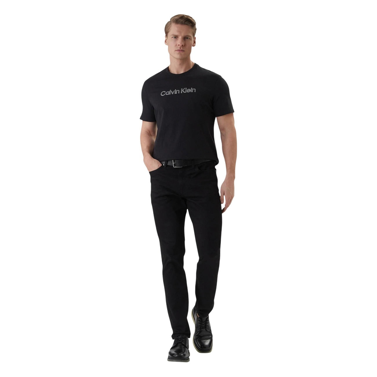 2455239 Calvin Klein T-Shirt Nera con Stampa Uomo