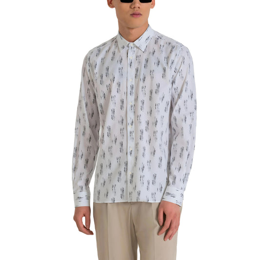 2206166 Antony Morato Camicia Bianca Stampa Cotone Viscosa Uomo