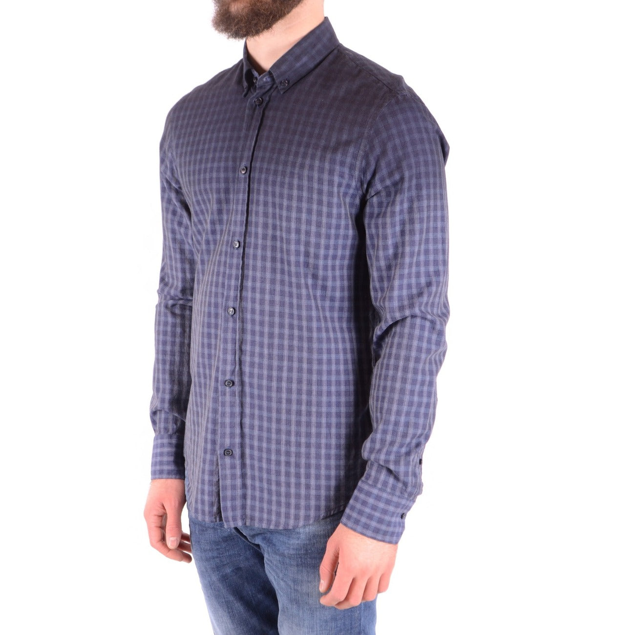 2429322 Dondup Camicia Blu Quadri Cotone Uomo