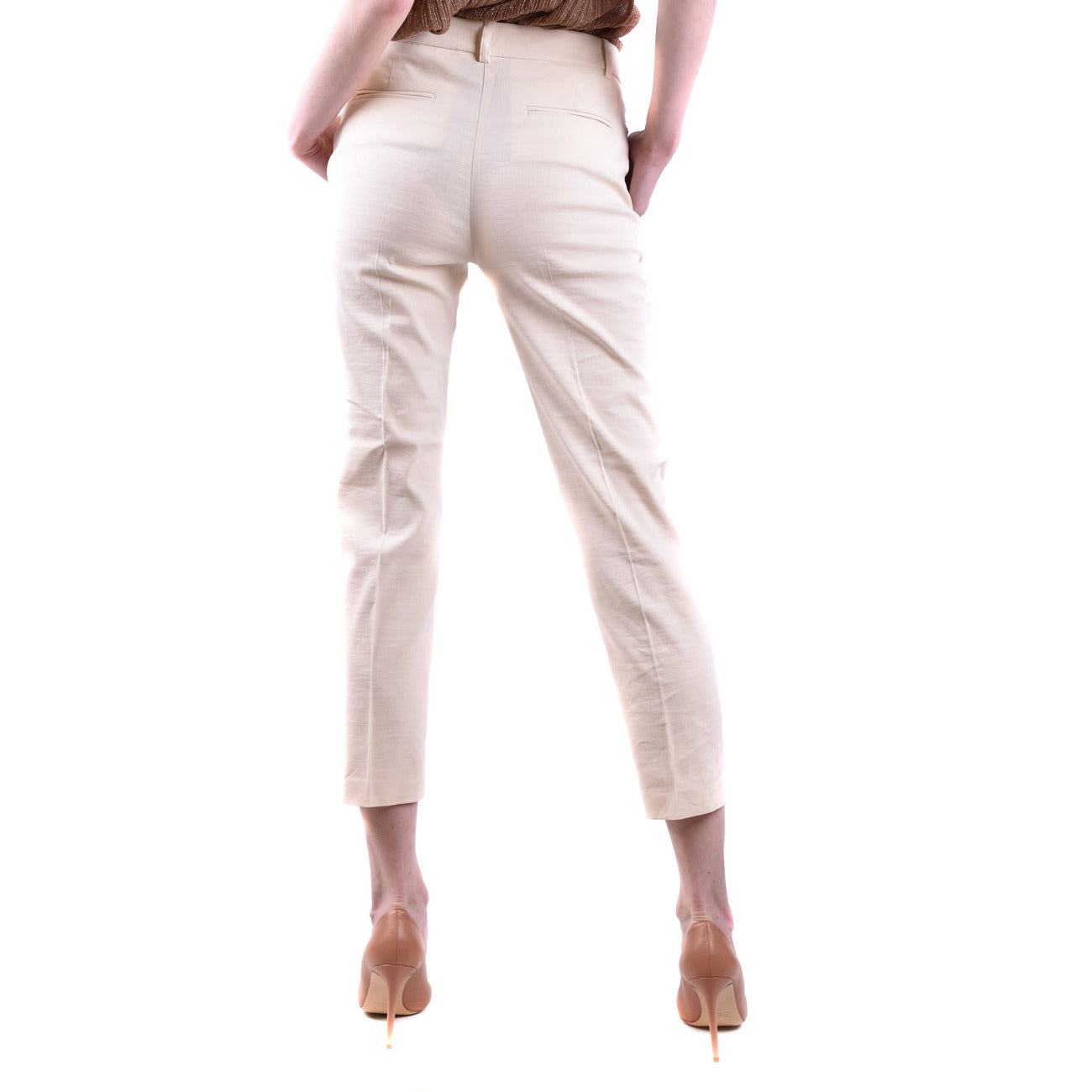 2438416 Pinko Pantaloni Bianchi Donna Lino 59% Tasche