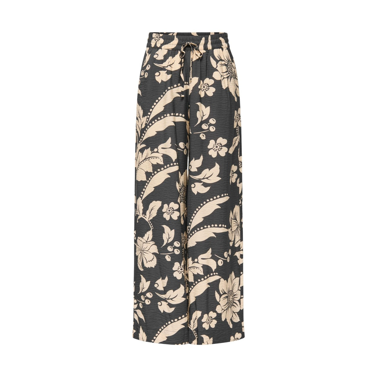 2454615 Jacqueline De Yong Pantaloni Neri Viscosa Fantasia Floreale Donna