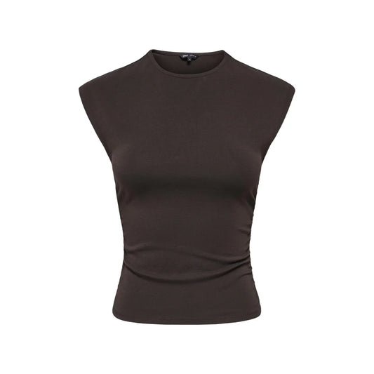 517625 Only Top Marrone Smanicato Donna