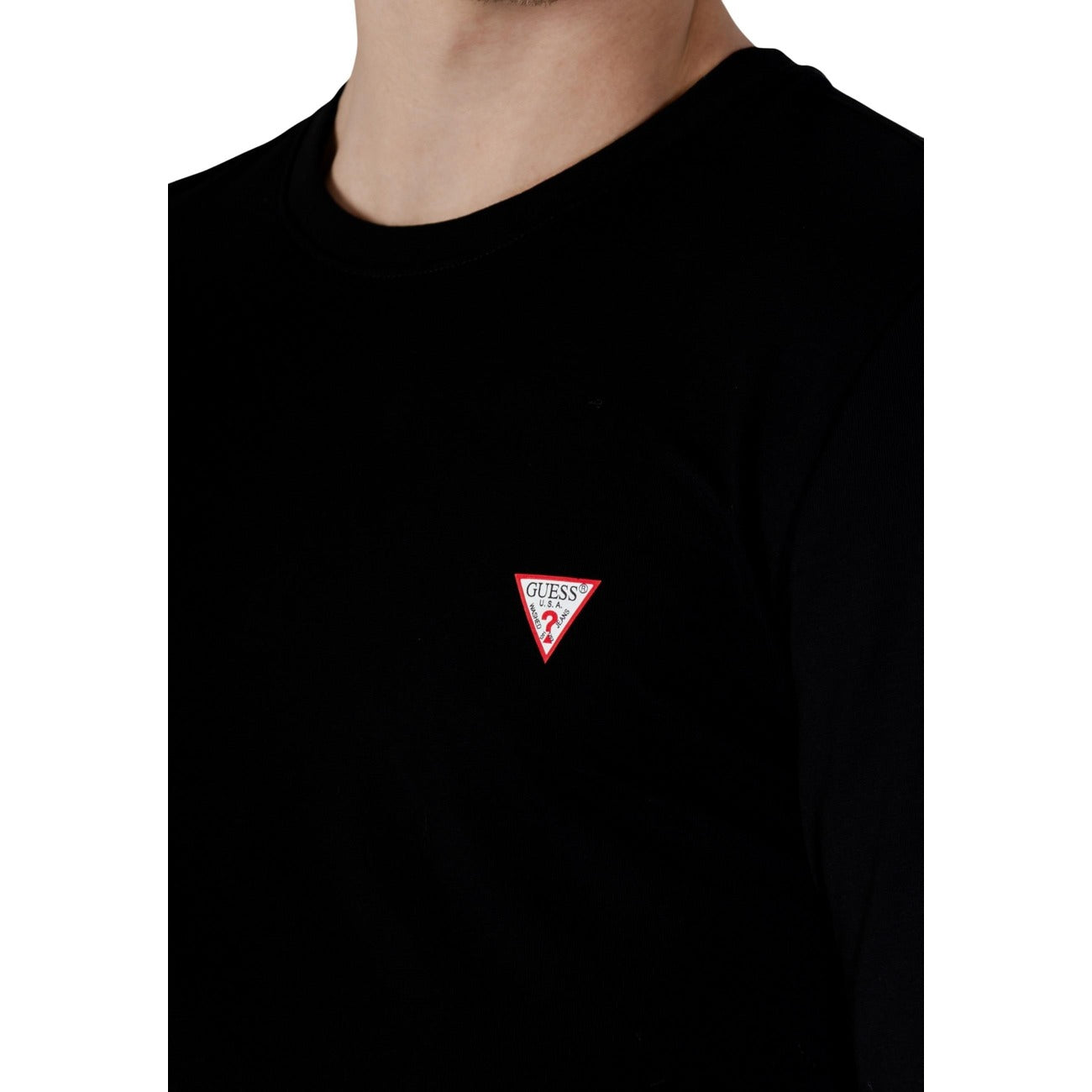 2448579 Guess T-shirt Nera Maniche Lunghe Elastan Uomo