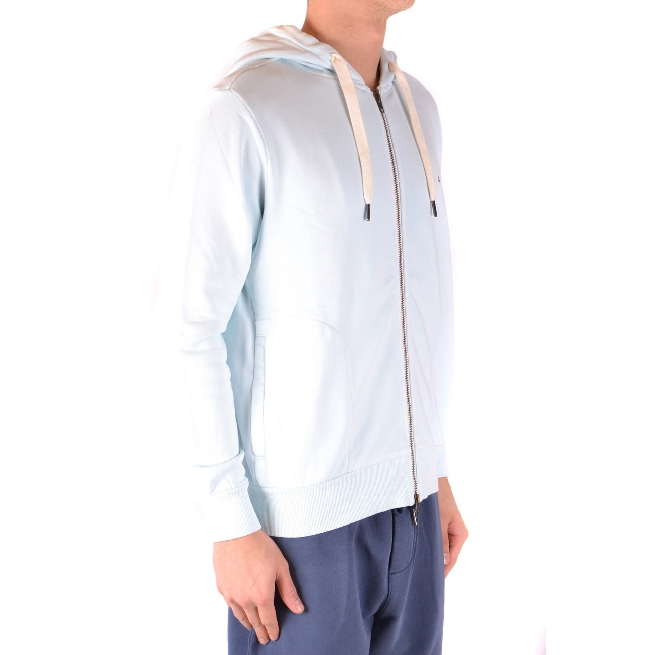 2439904 Sun68 Felpa Blu Cappuccio Cerniera Uomo