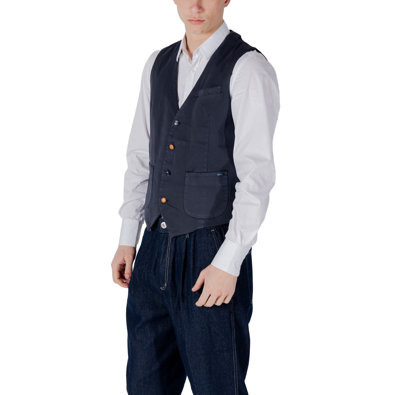2417624 Gianni Lupo Gilet Blu Cotone Smanicato Uomo