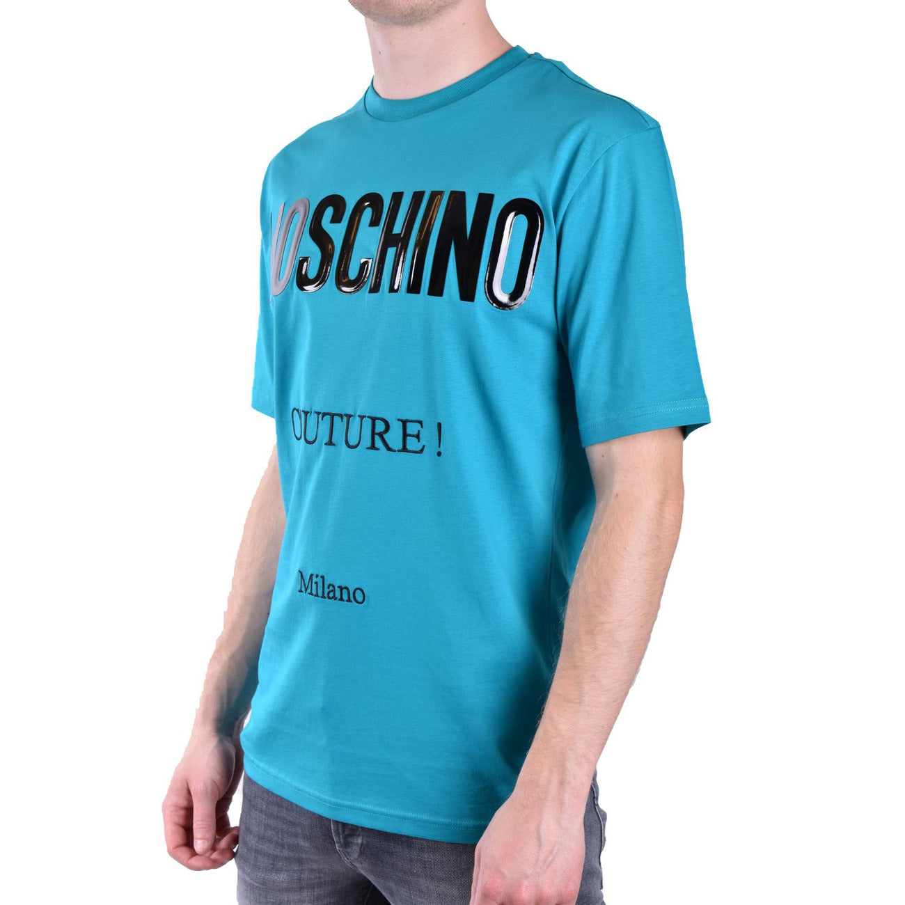 2424544 Moschino T-Shirt Azzurra Stampa Uomo