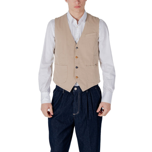 2417487 Gianni Lupo Gilet Beige Cotone Smanicato Uomo