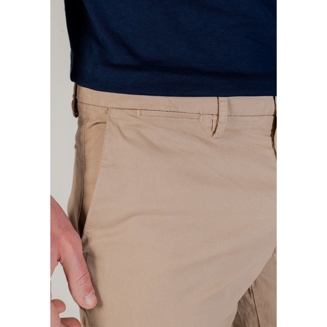 2421598 Borghese Pantaloni Beige Monocromo Cotone Elastan Uomo