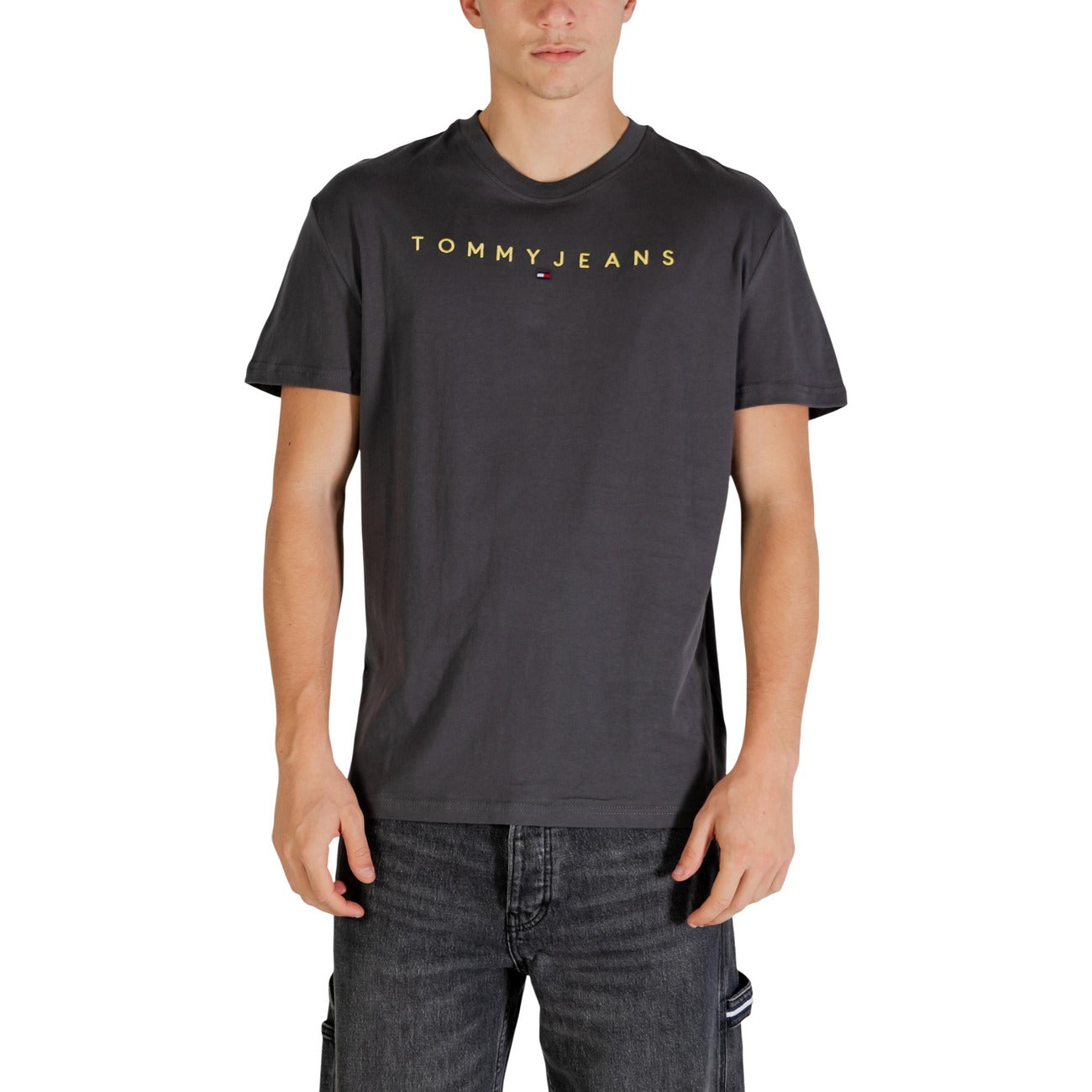 2447254 Tommy Hilfiger Jeans T-shirt Grigia Maniche Lunghe Cotone Organico Uomo