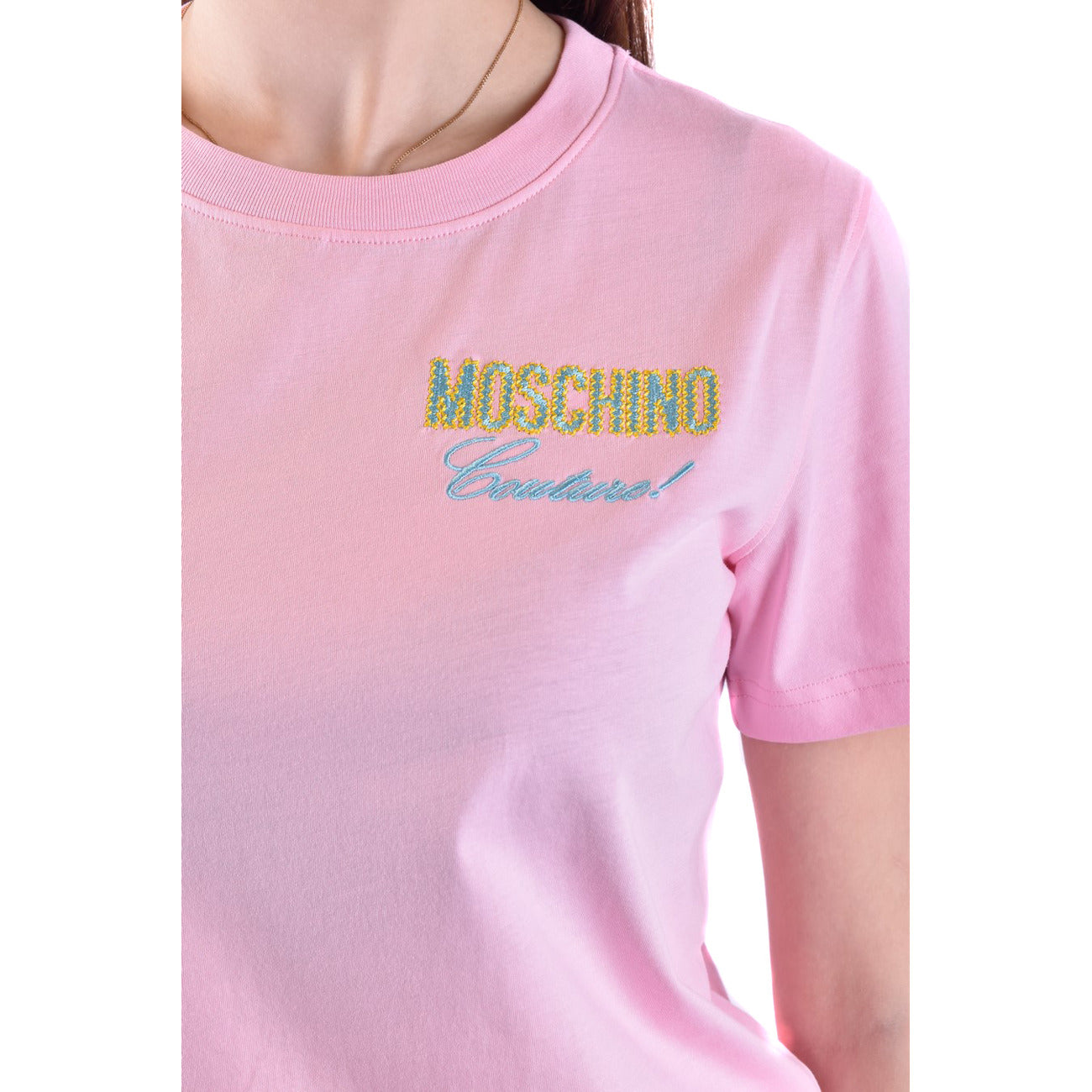 487289 Moschino T-Shirt Rosa Stampa Donna
