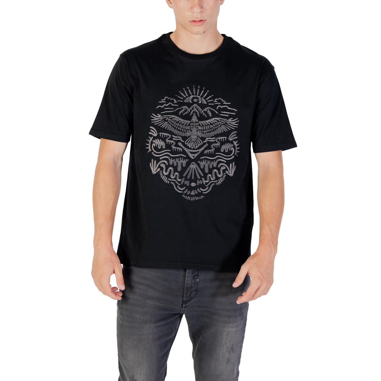 2430442 Gianni Lupo T-Shirt Nera Stampa Uomo