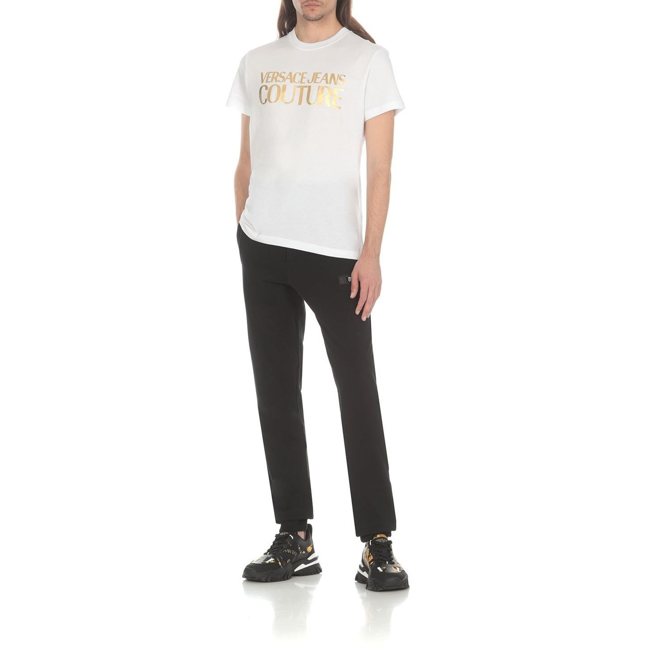 2429929 Versace Jeans Couture Pantaloni Nero Stampa 100% Cotone Uomo
