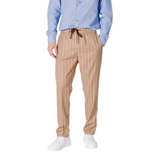 2413611 Gianni Lupo Pantaloni Beige Righe Uomo