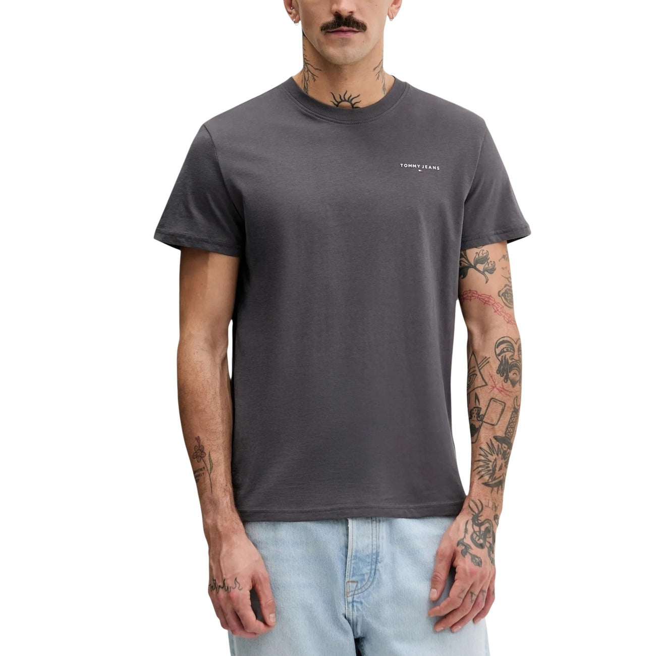2447136 Tommy Hilfiger Jeans T-shirt Grigia Cotone Organico Uomo