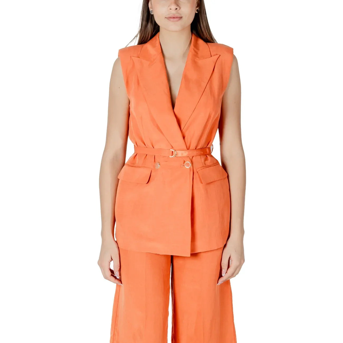485464 Liu Jo Gilet Arancione Lino Lyocell Donna