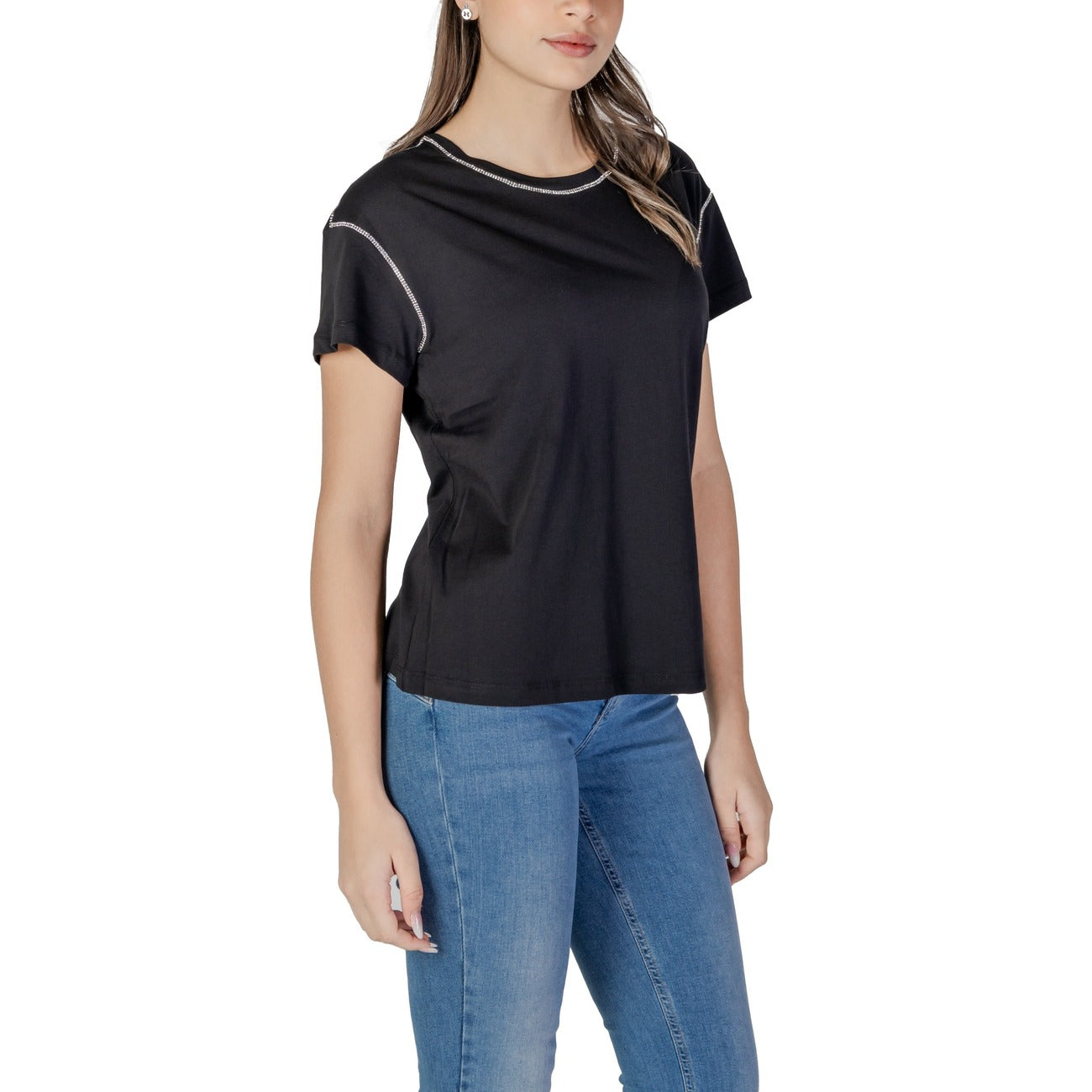 482938 Liu Jo T-Shirt Nera con Strass Donna
