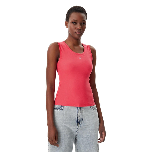 Canotta Fuxia Cotone Elastan Scollo Tondo Donna