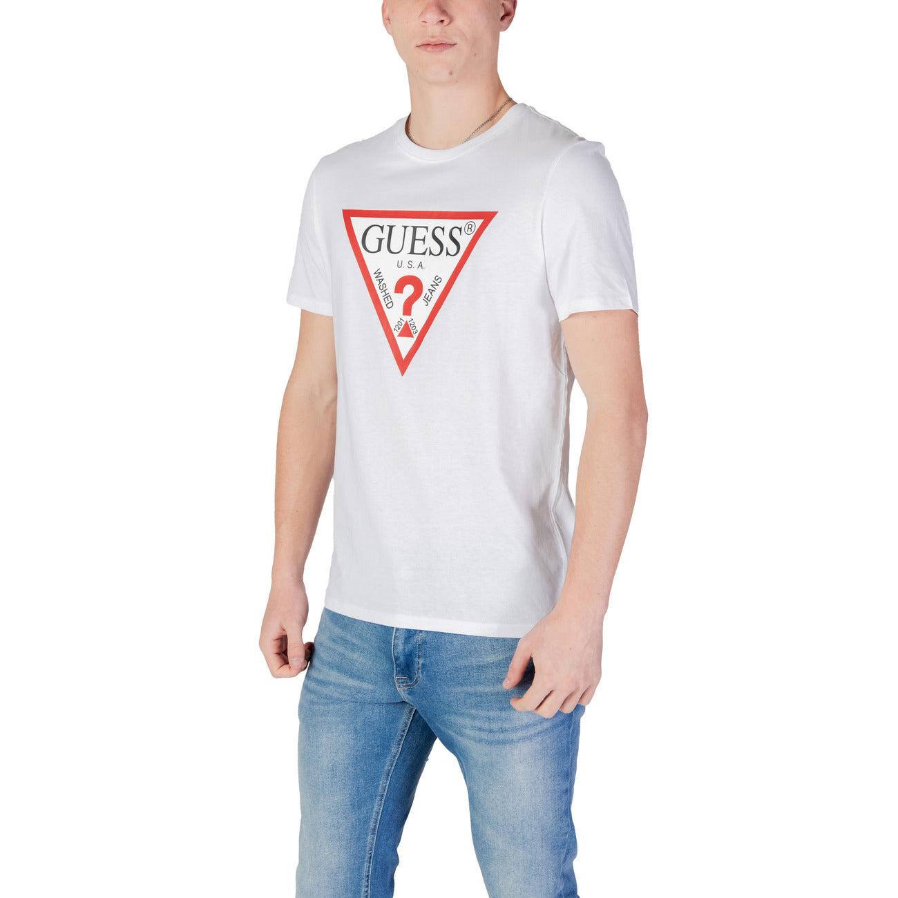 2401563 Guess T-Shirt Bianca Stampa Uomo