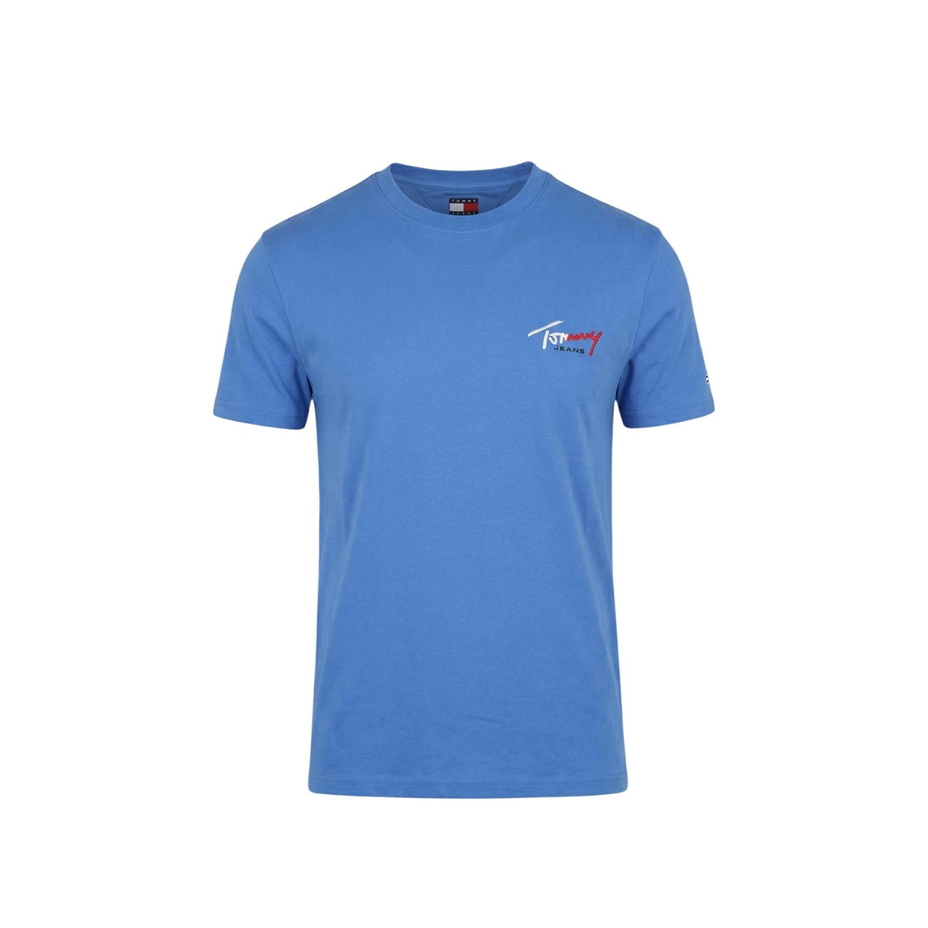 2458755 Tommy Hilfiger Jeans T-Shirt Turchese Cotone Organico Scollo Tondo Uomo