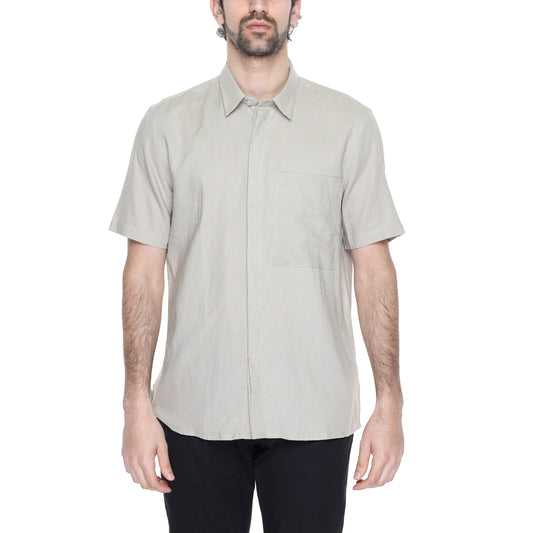 2218395 Antony Morato Camicia Beige Lino Viscosa Uomo