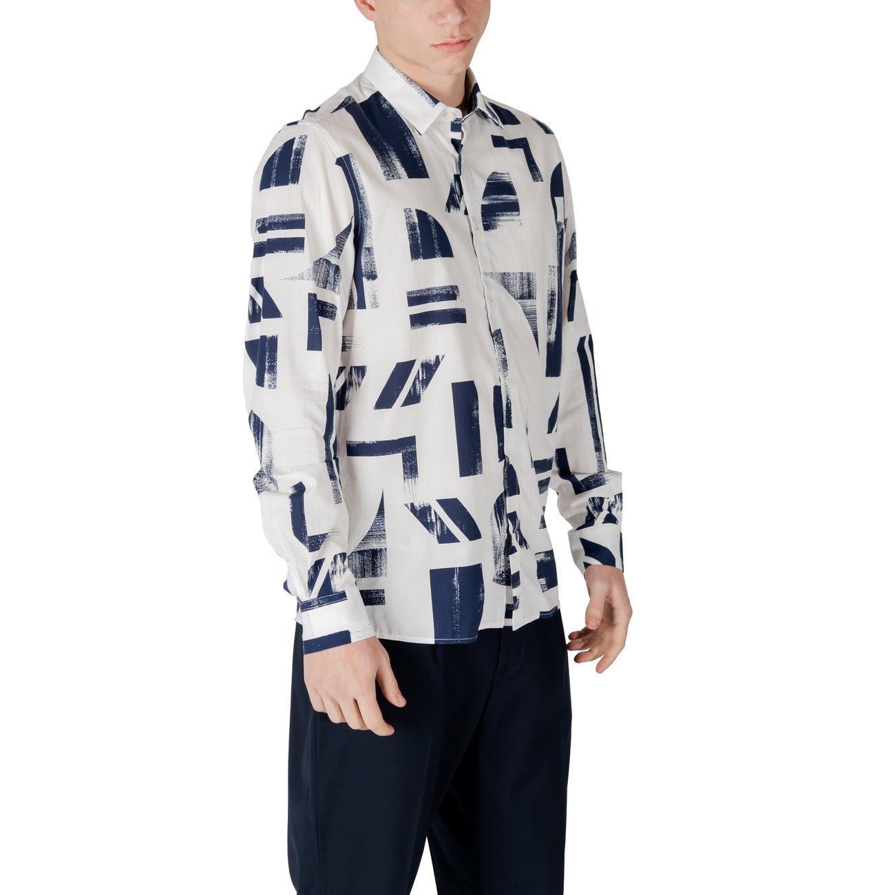 2410419 Antony Morato Camicia Blu Colorata Cotone Viscosa Cappuccio Uomo