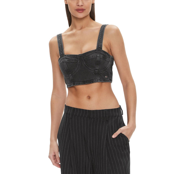 Top Nero con Spalline Donna