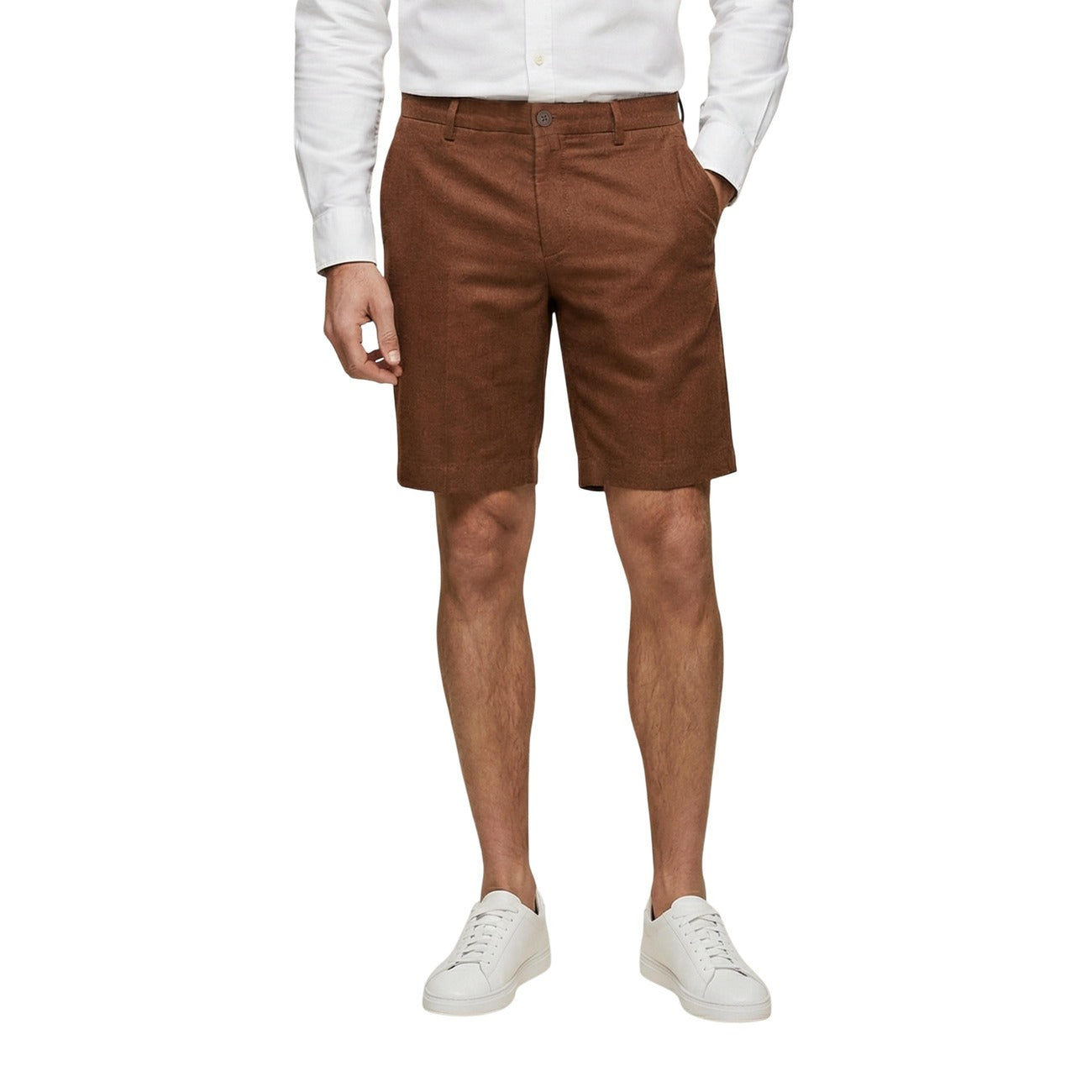 2460477 Borghese Bermuda Marrone Lino Uomo
