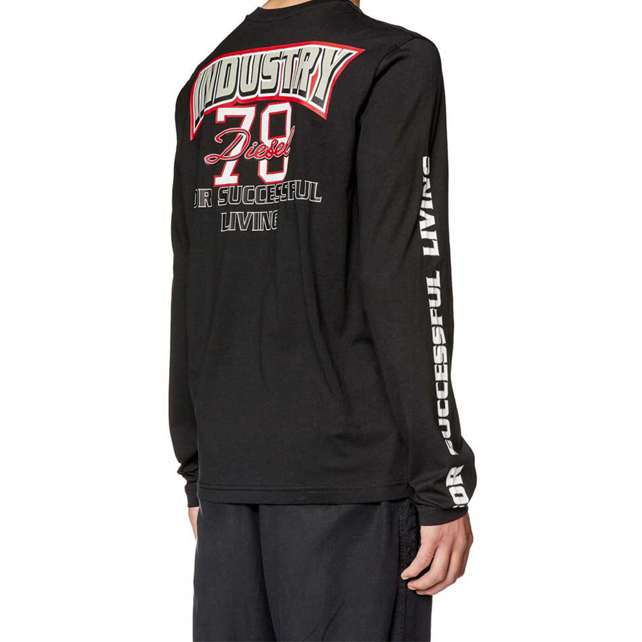 2424363 Diesel Felpa Nera Stampa Uomo
