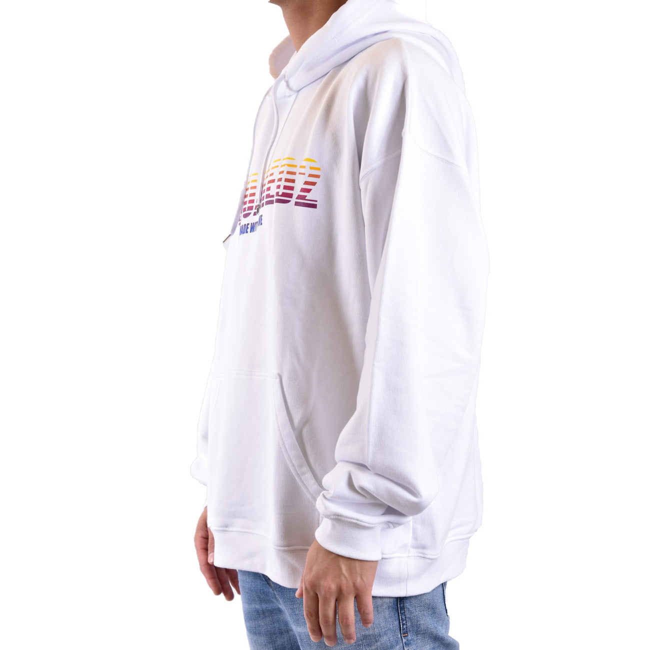 2424458 Dsquared2 Felpa Bianca Stampa Cappuccio Uomo