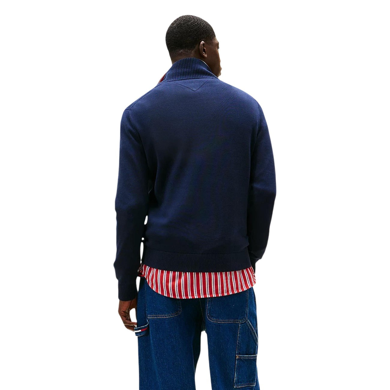 2451830 Tommy Hilfiger Jeans Felpa Blu Zip Collo Alto Uomo