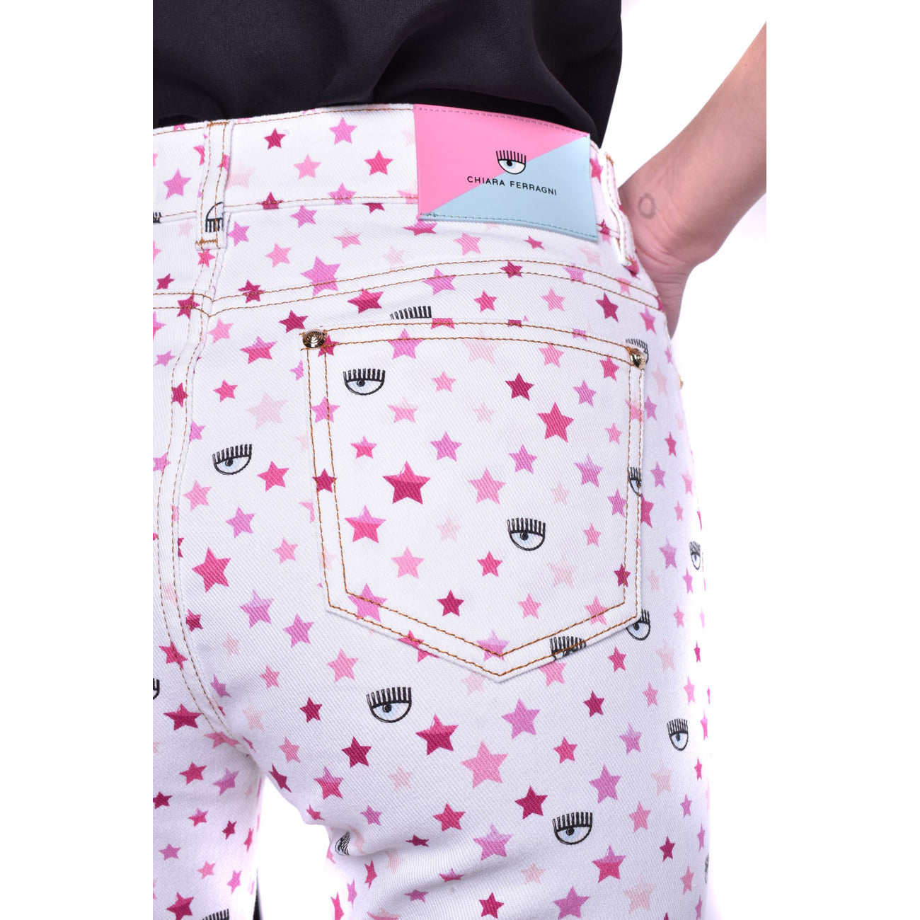 488563 Chiara Ferragni Jeans Bianchi Colorati Donna