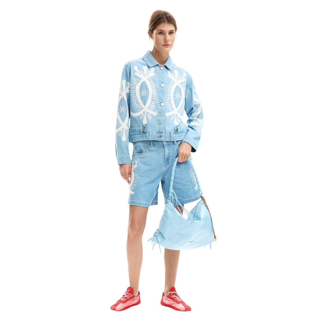 2454643 Desigual Giacca Donna Azzurra Stampa Cotone