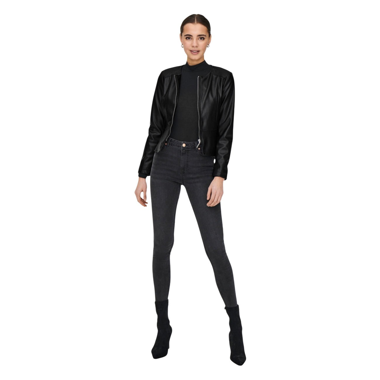 15242271 Only Giacca Nera Cerniera Donna