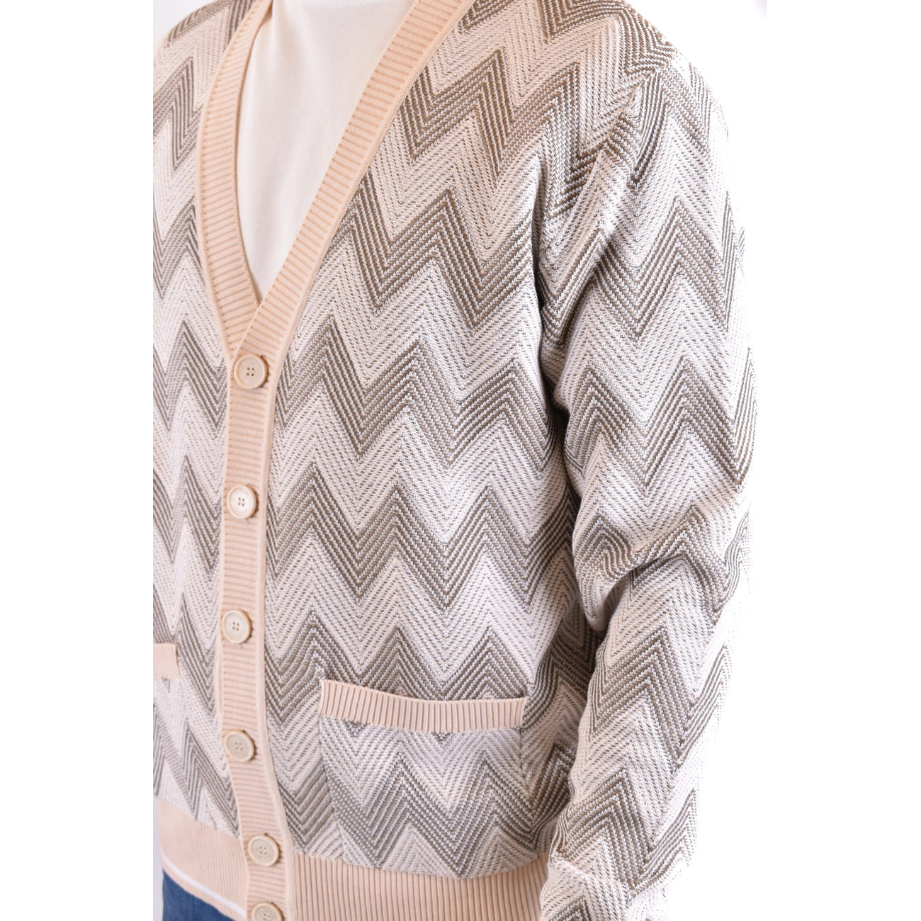 2430899 Missoni Cardigan Beige Righe Uomo