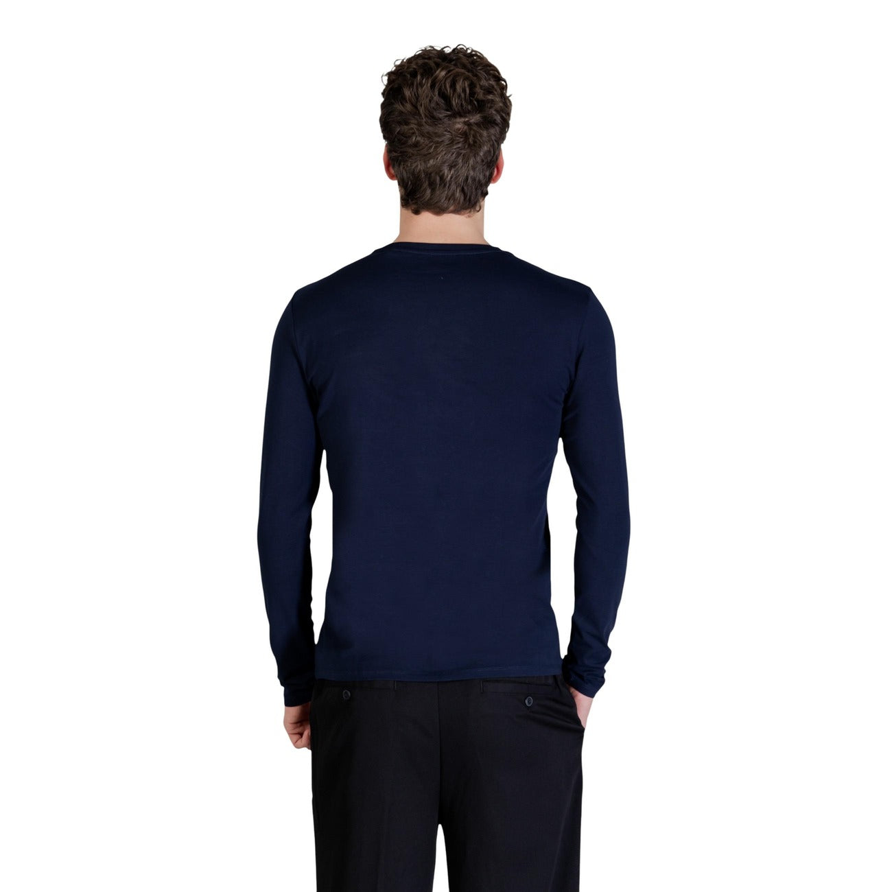 2448605 Guess T-shirt Blu Maniche Lunghe Elastan Uomo