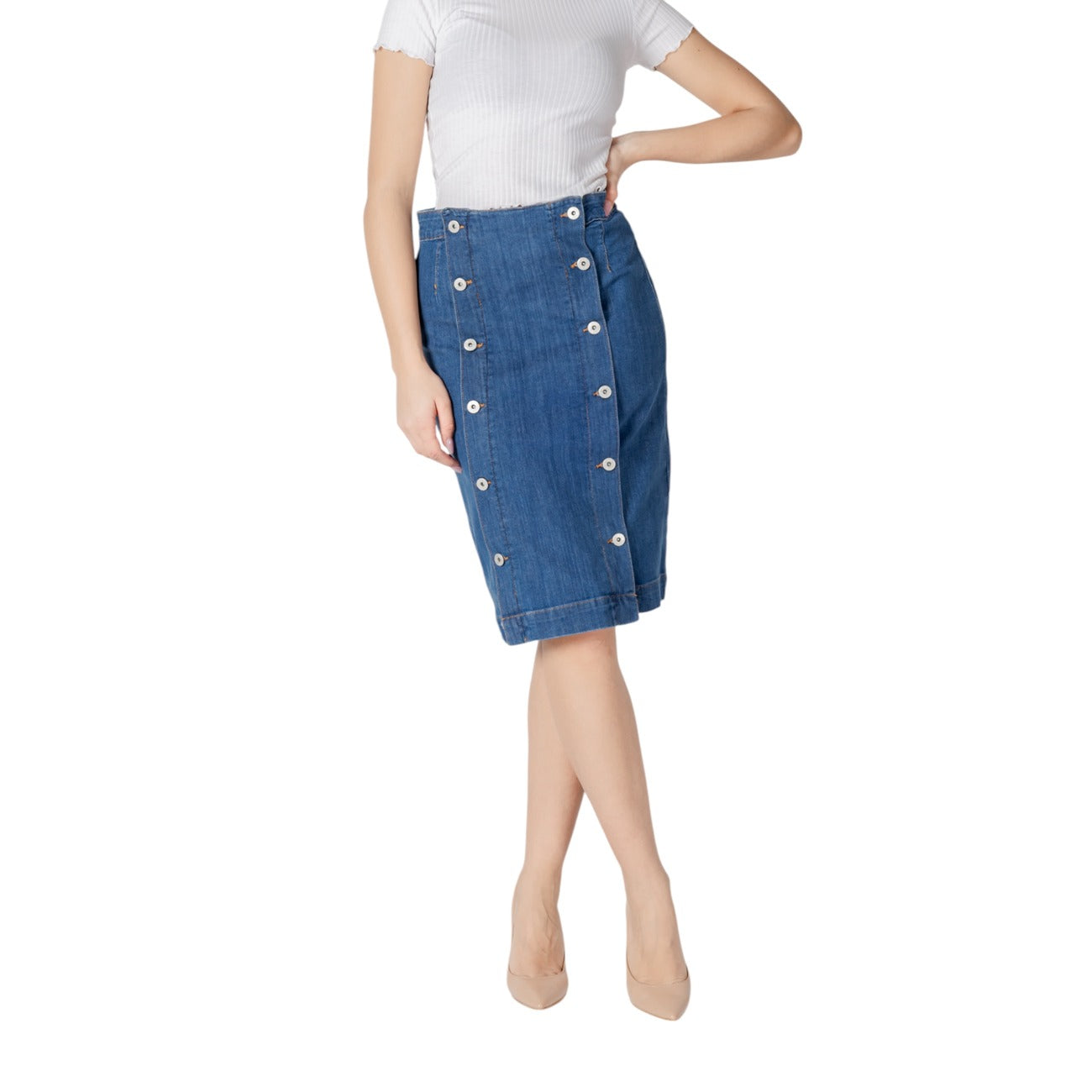 2413393 Ichi Gonna Blu Bottoni Cotone Donna