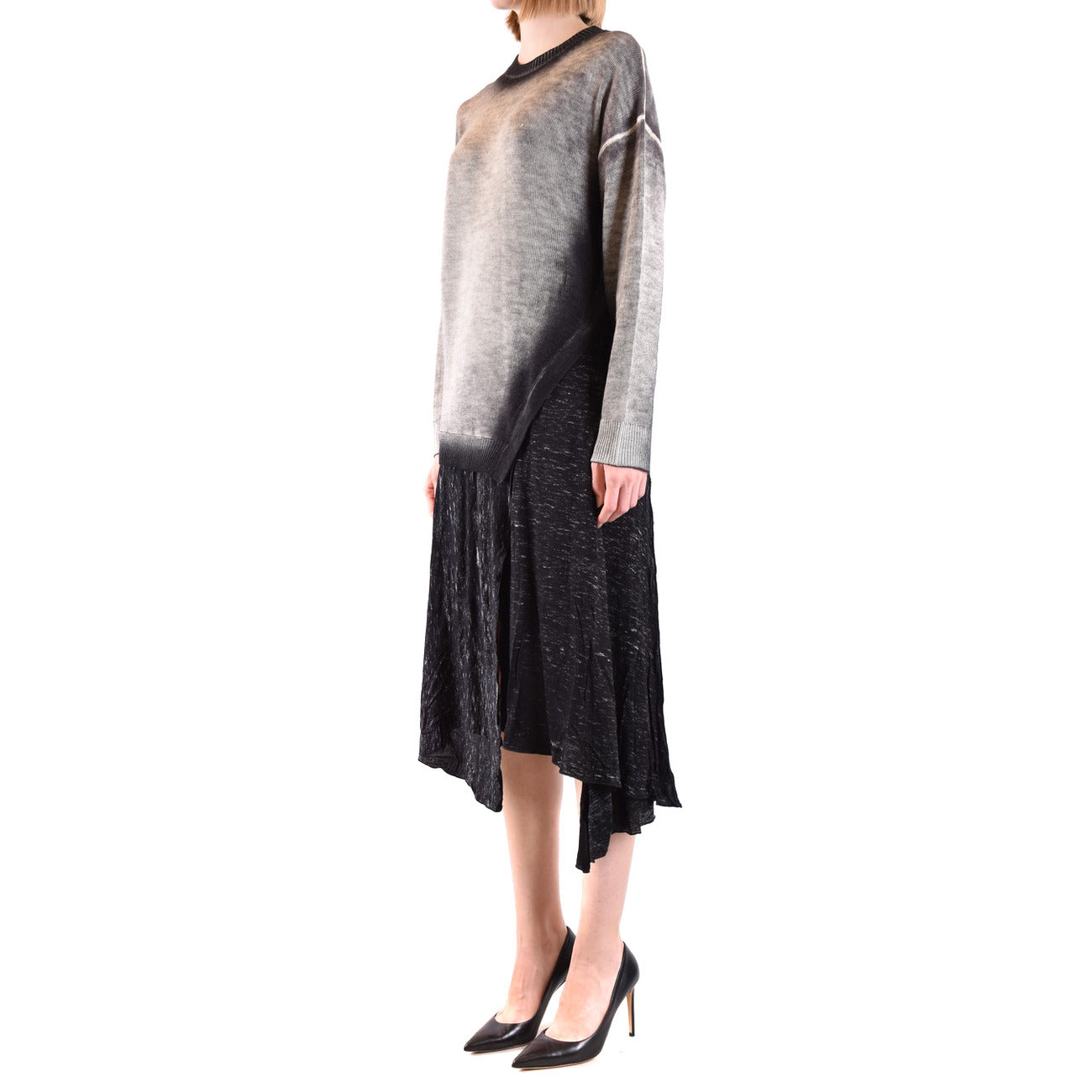 2423082 Diesel Abito Grigio Monocromo Maniche Lunghe Scollo Tondo Donna