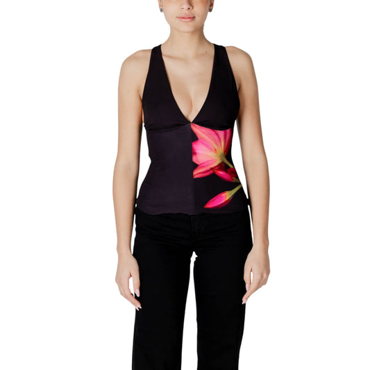 2412678 Desigual Top Nero Floreale Donna