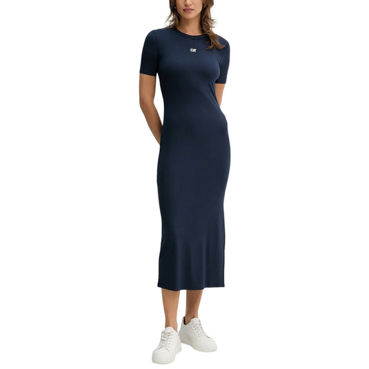 2444916 Calvin Klein Jeans Abito Blu Corto Donna Modal Maniche Corte