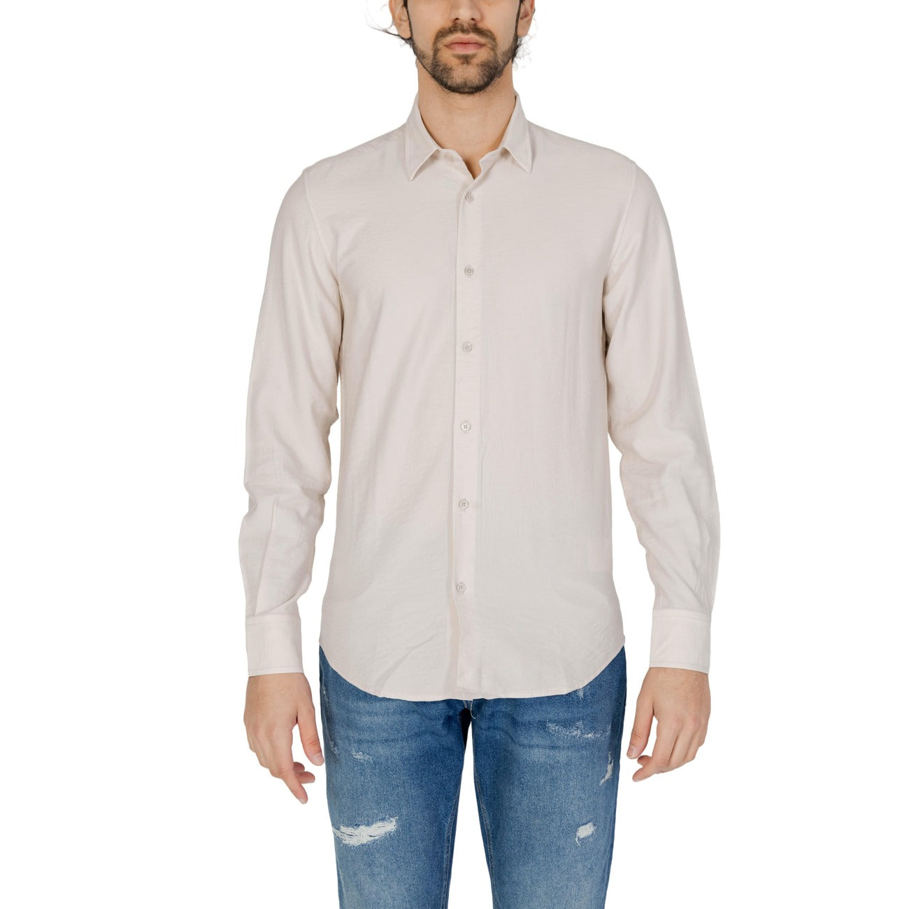 2209231 Antony Morato Camicia Beige Viscosa Poliammide Uomo