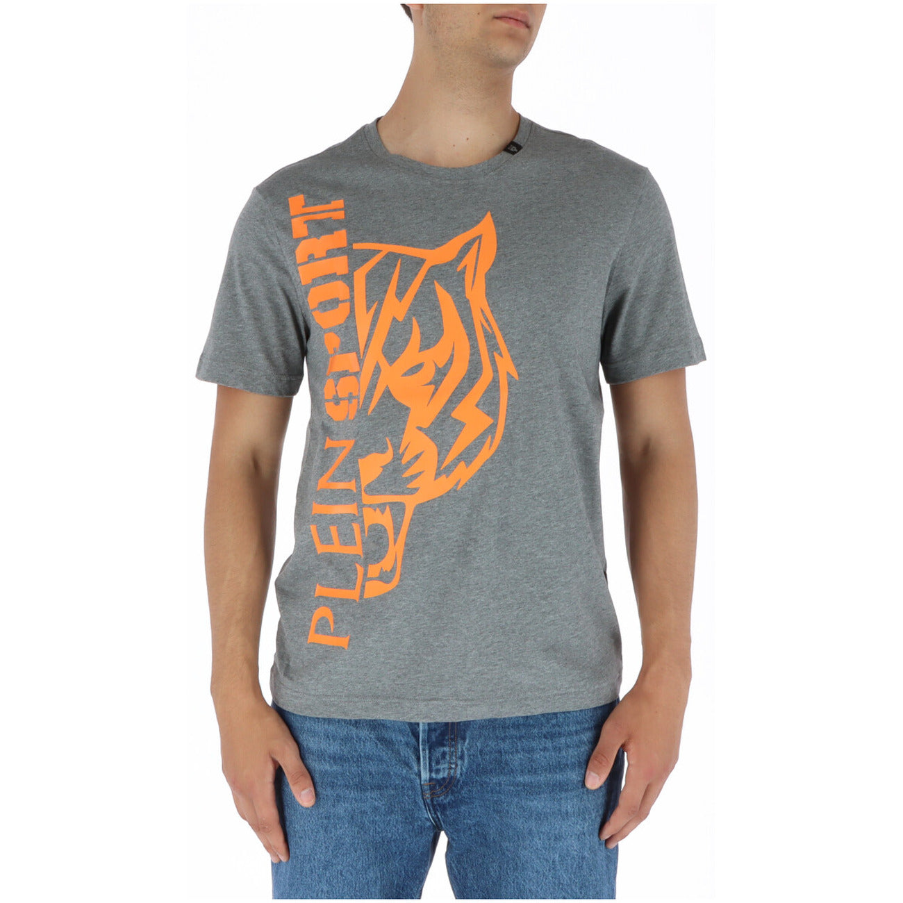 443876 Plein Sport T-Shirt Grigio Stampa Uomo