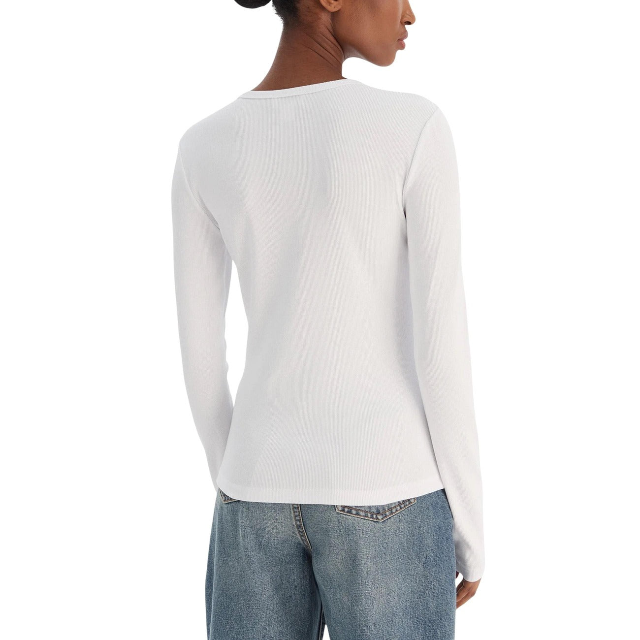 497986 Calvin Klein Jeans Maglia Bianca Maniche Lunghe Donna