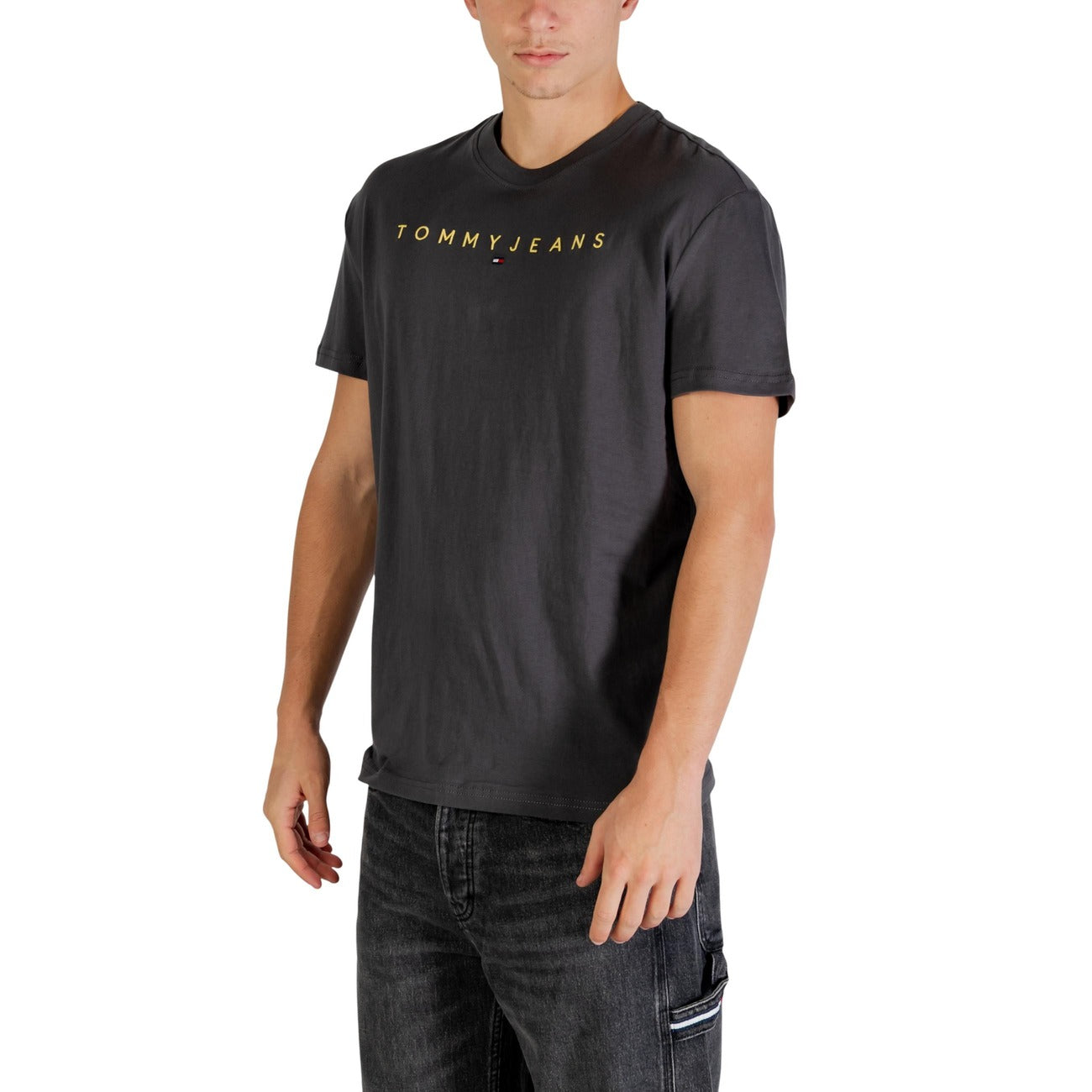 2447254 Tommy Hilfiger Jeans T-shirt Grigia Maniche Lunghe Cotone Organico Uomo
