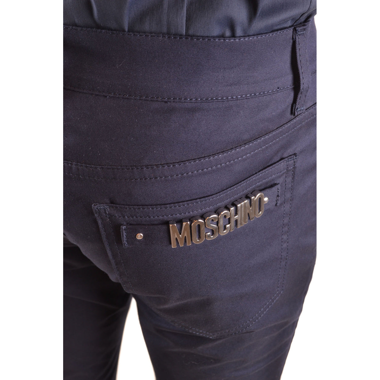 2425211 Moschino Pantaloni Blu Cotone Elastan Uomo