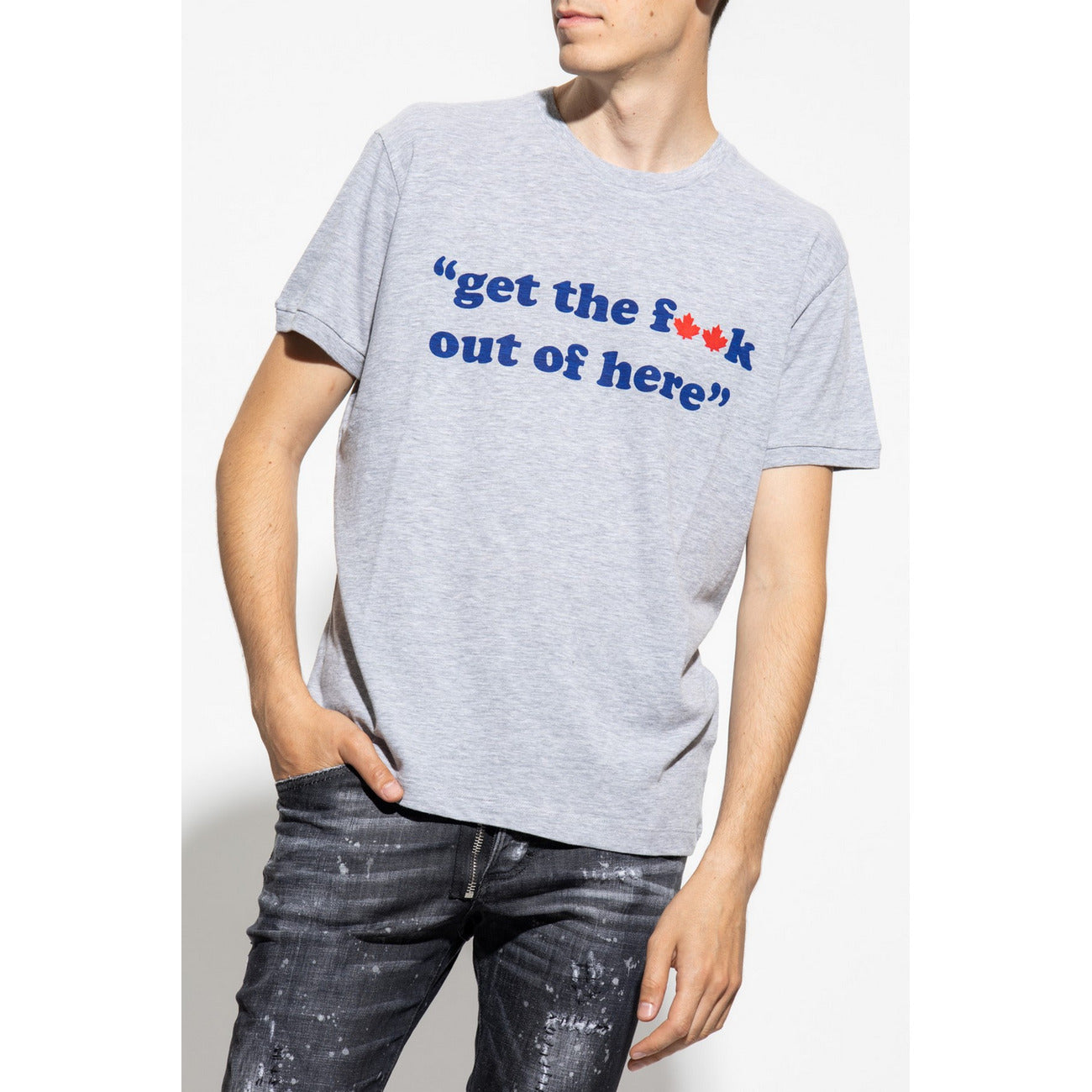 2424468 Dsquared T-Shirt Grigia Stampa Uomo
