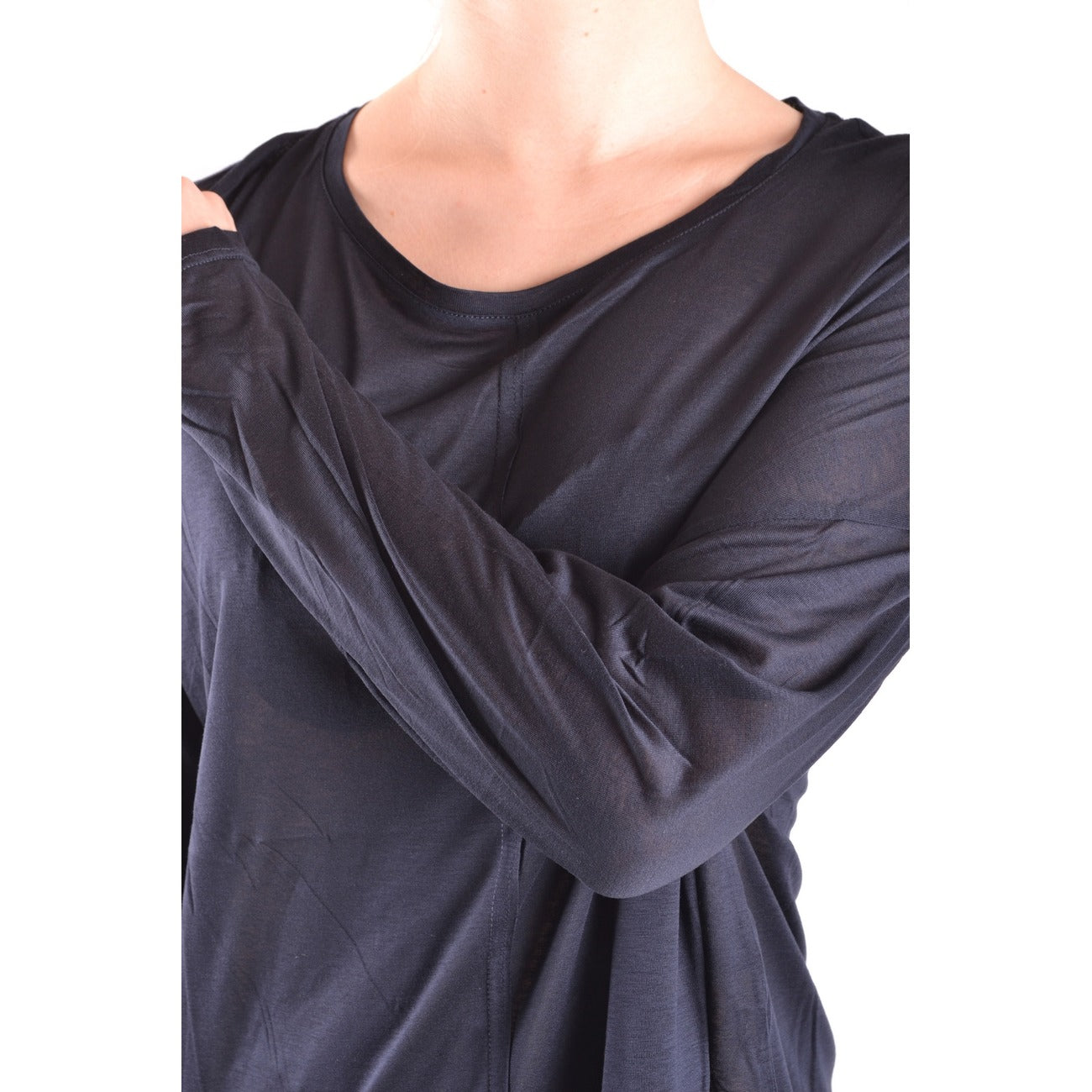 2429998 Dondup Maglia Nera Viscosa Scollo Tondo Donna
