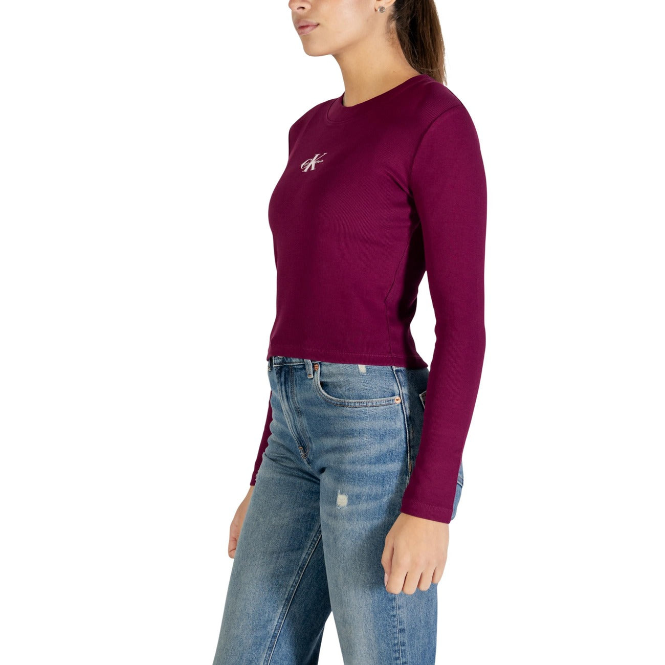 2447815 Calvin Klein Jeans Maglia Donna Bordeaux Cotone